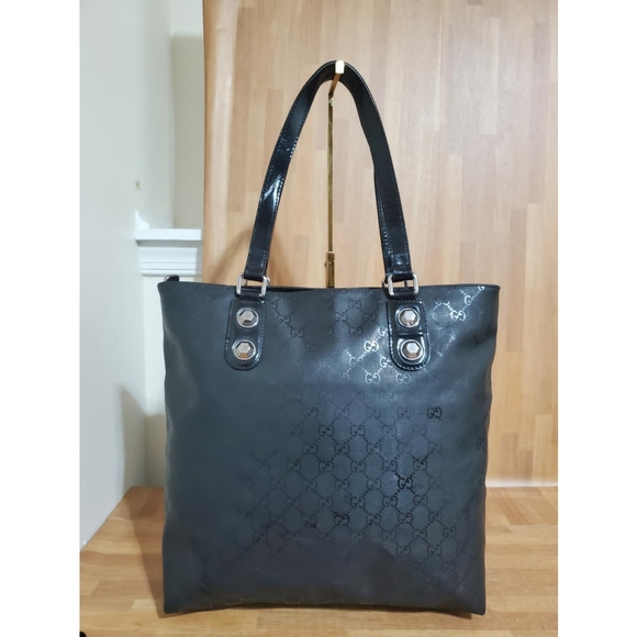 Gucci Imprime Monogram North South Studded Black GG Leather Tote - Picture 3 of 16
